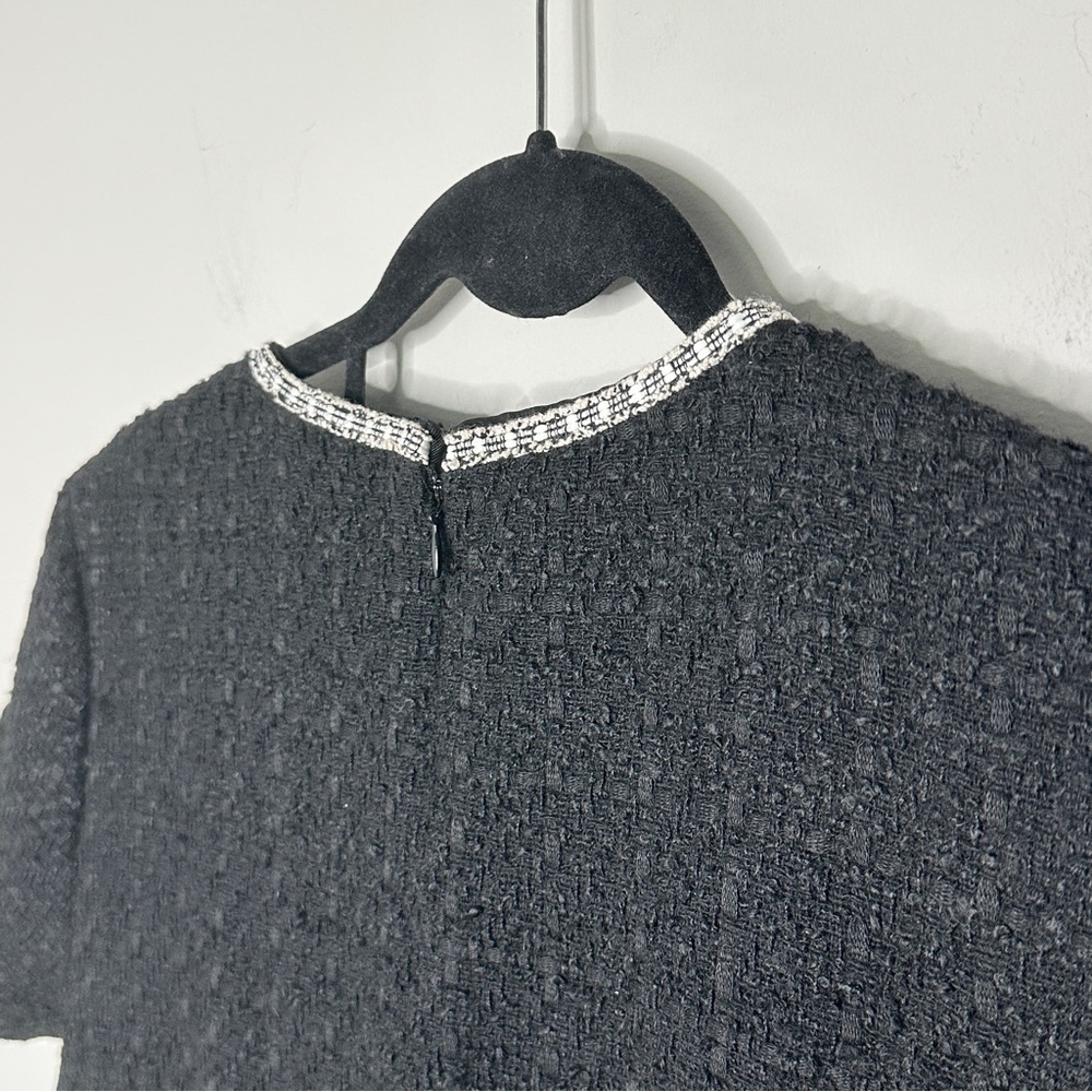 Ann Taylor Black Tweed Mini Dress with Contrast Trim - Picture 5 of 13